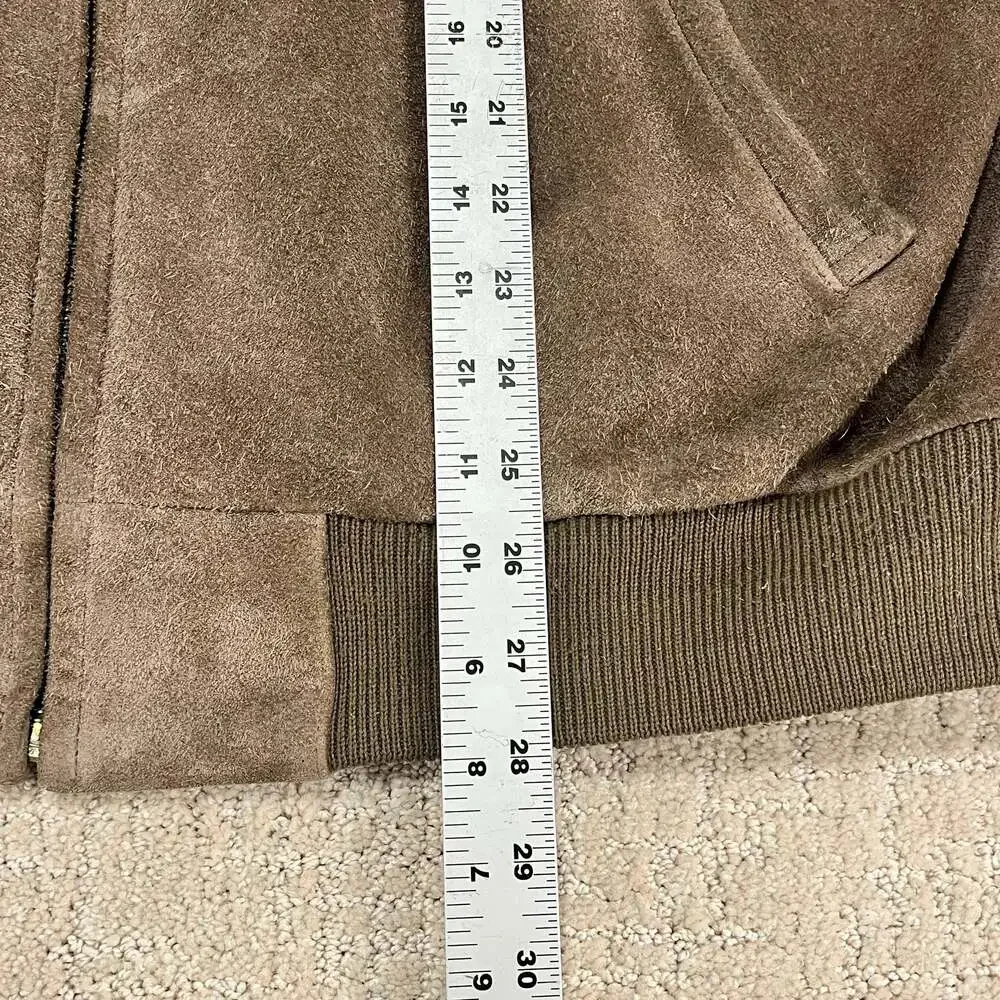 VTG 90s Polo Ralph Lauren Suede Bomber - Men's Large Blank Back Plaid Liner